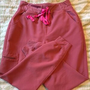 Figs special edition breast cancer Pink Jogger Pants with pink ribbon Drawstring